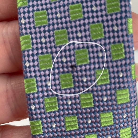 Paul Fredrick Italian Silk Made in USA Vintage Purple Green Geometric Tie - Picture 9 of 9